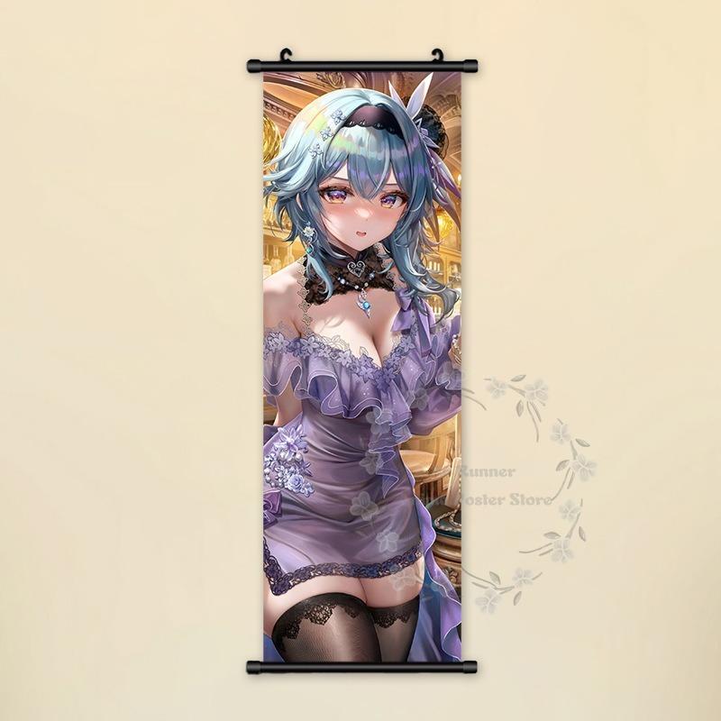 Impact Genshin Poster Anime Hot Games Wall Artwork Hutao Klee Vendi Canvas Painting Print Hanging Scroll Home Decoration Gift