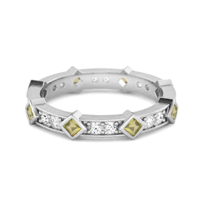 Peridot Eternity Band Ring – Sterling Silver