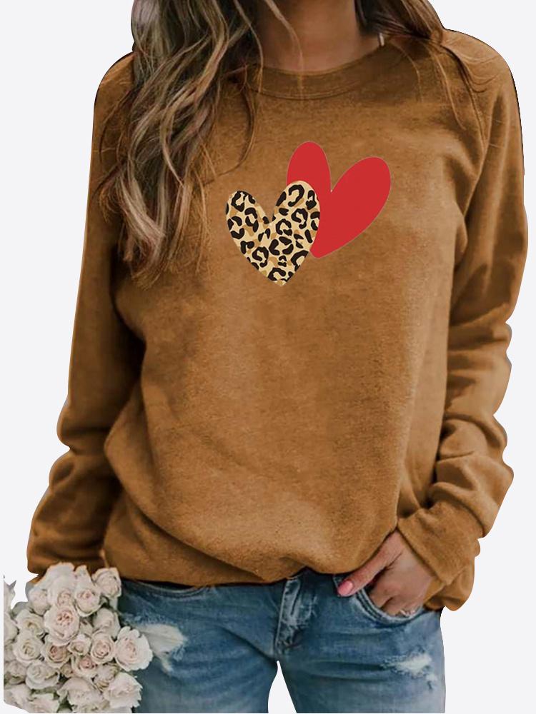 Îmbrăcăminte de toamnă și iarnă pentru femei LOVE Imprimat casual Hanorac cu mânecă lungă Topuri Tricou doamnelor cu gât rotund Pulover Bluză Imprimat