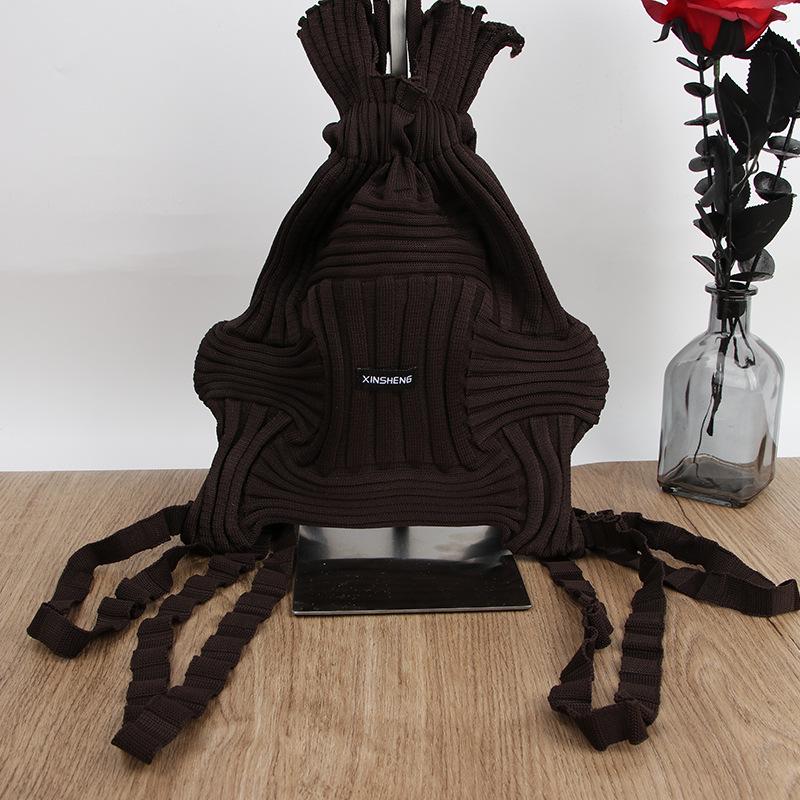 Kwon Nara-Inspired Korean Pleated Woven Backpack Handbag