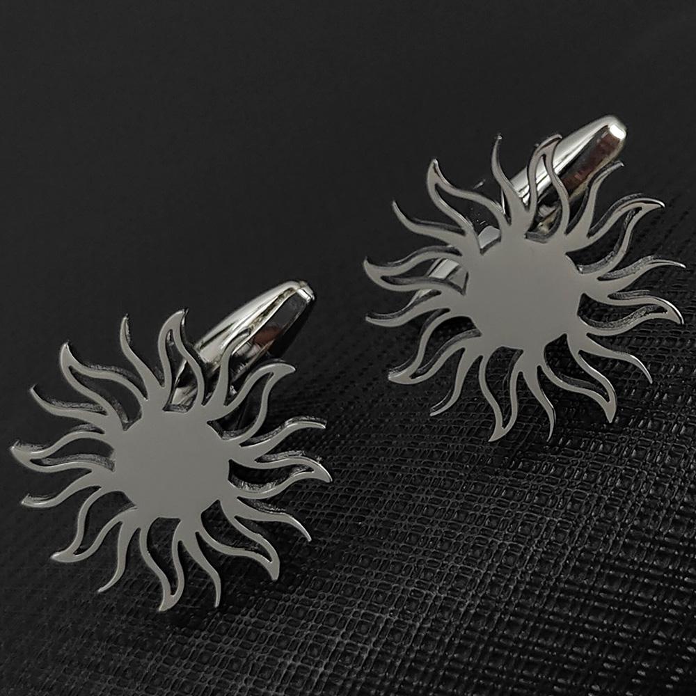 

Men s Cufflinks Gold Color Sunflower Shirt Cuff Link Buttons Fashion Stainless Steel Jewelry Accessories Groomsman Wedding Gifts срібний