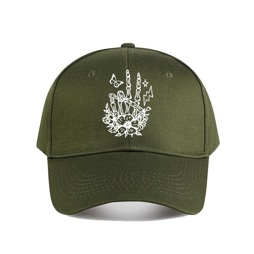 Oversized Gothic Floral Skeleton Print Baseball Cap Fashion Unisex Sunhat Womens Outdoor Sports Snapback Cap