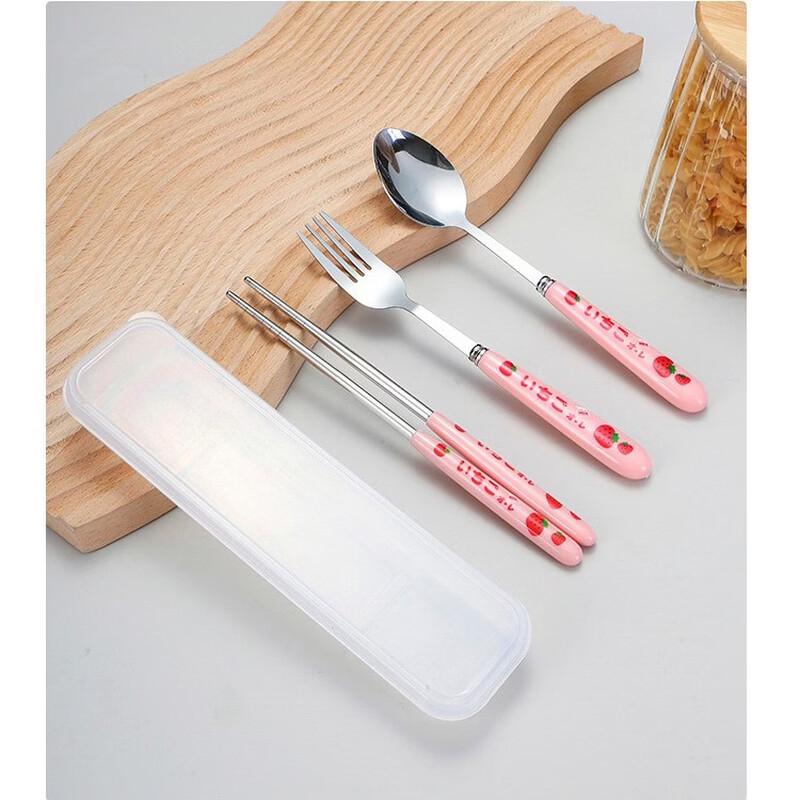 ZISIZ Strawberry 304 Stainless Steel Kids Cutlery Set