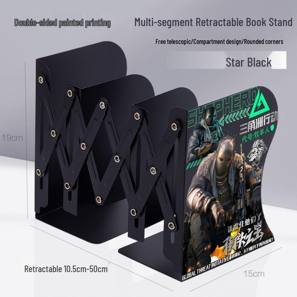 

Delta Red Wolf Retractable Desktop Organizer: Expandable Book Stand & Thick Book Clip Thickened Metal Retractable Bookshelf