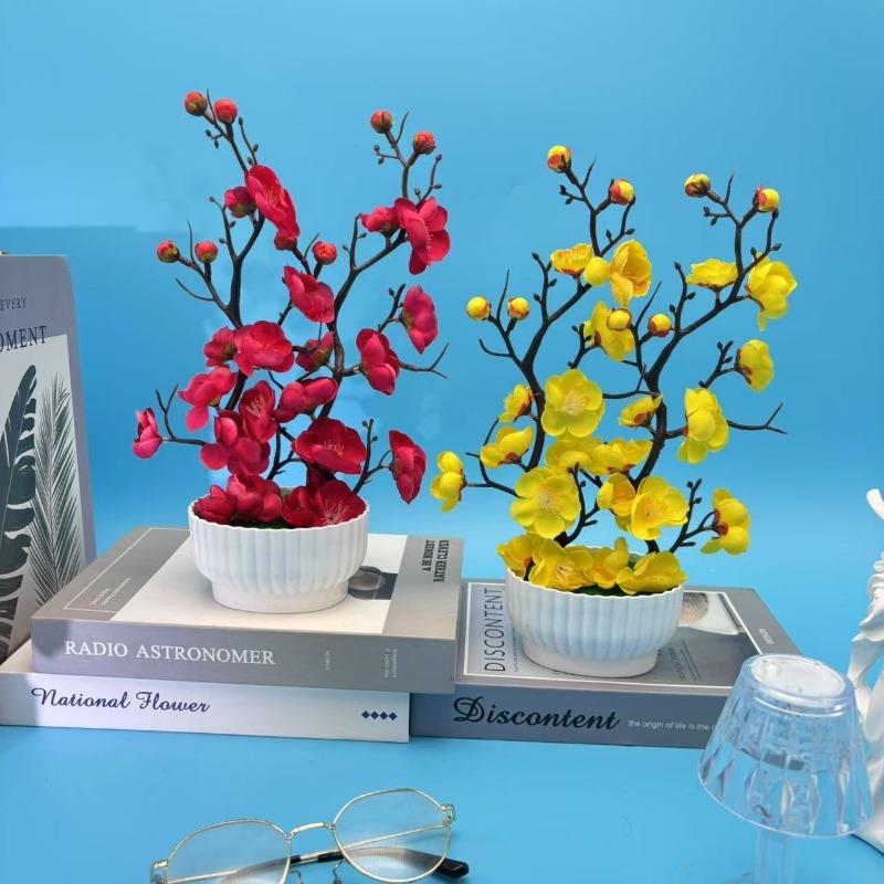 Double Vertical Pattern Pot Wintersweet Bonsai Artificial Plum Blossom Flowerpot Planting Flowerpot