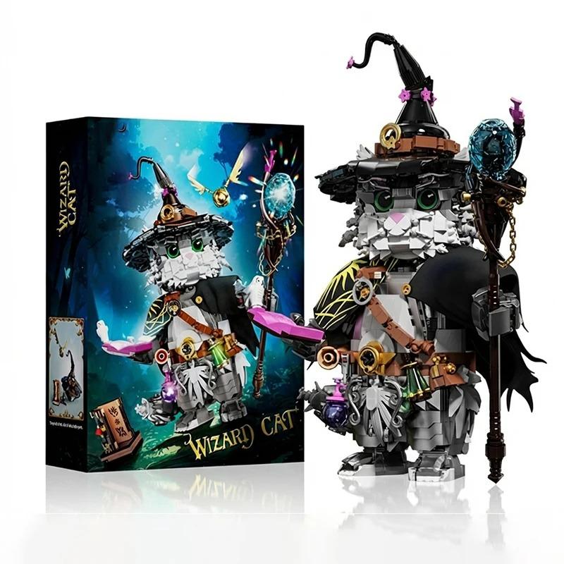 MOC Wizard Cat Magic Animal Building Blocks Set Educational DIY Toys for Adult Bricks Toy Models Christmas Halloween Gifts