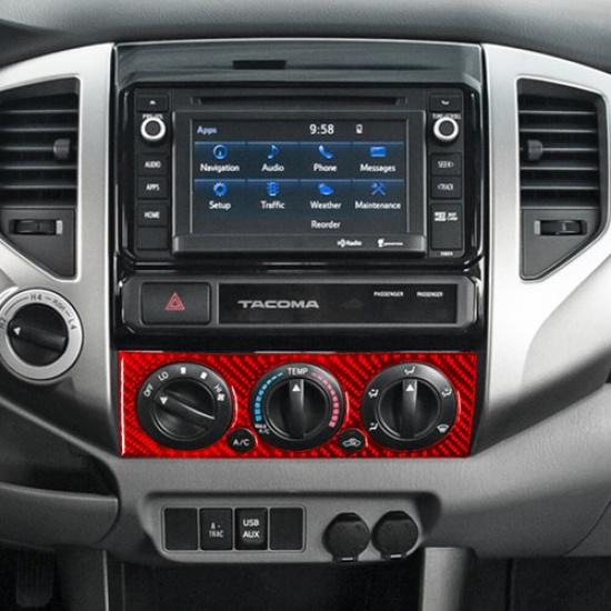 Red Carbon Fiber Interior Climate Control Cover Trim For Toyota Tacoma 2012-2015