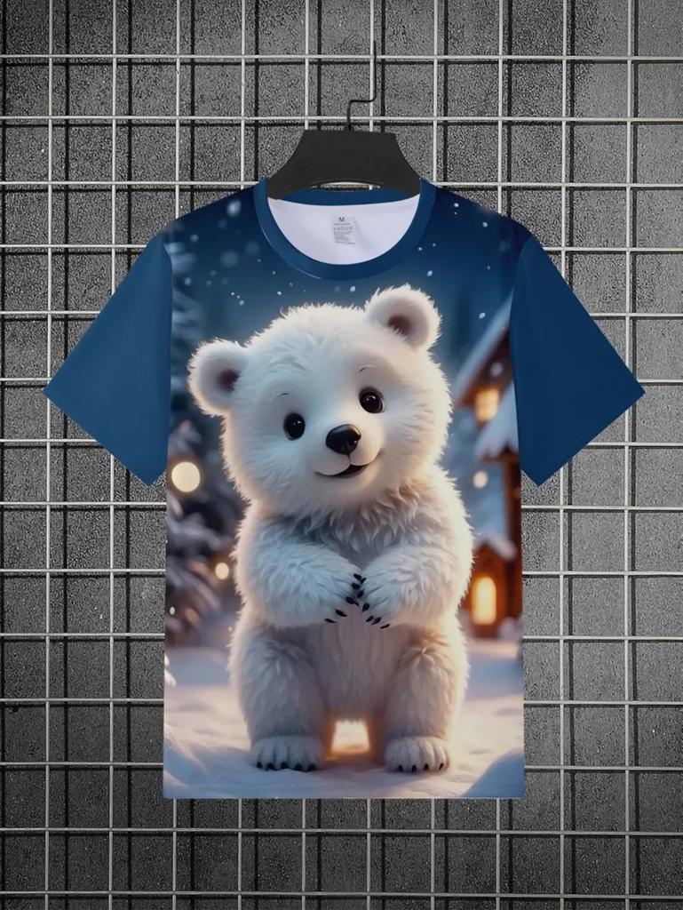 T-Shirt for Kids Santa Claus 3D Print Boys Short Sleeve Tee Happy New Year 2026 Kids Girls Clothes Festive Party Kids Clothing
