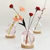 Transparent/Pink Creative Bubble Glass Vase With Wood Base Desktop Decorating Flowerpot  Home