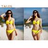 2 Teile/satz Sexy Bikini Set Neckholder Push-Up Einfarbig Bh Hohe Taille Schwimmen Slip Set Bowknot Dekoration Bademode