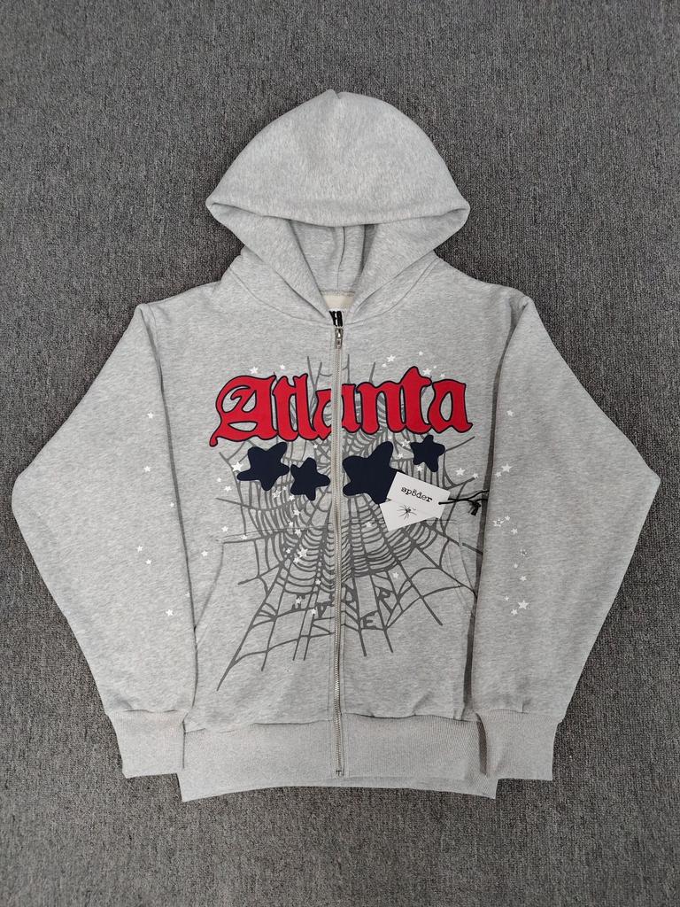 Grenzüberschreitend 555555 Reißverschluss Hoodie Klassisch Spinnennetz Reißverschluss Baumwolle Kapuzenpullover Sp5der Pullover Jacke