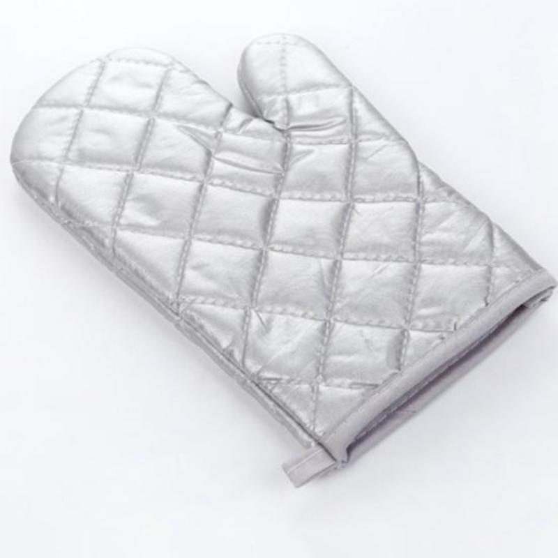 Silver-Coated Quilted Cooking Mittens with Anti-Scalding and Wear-Resistant Features