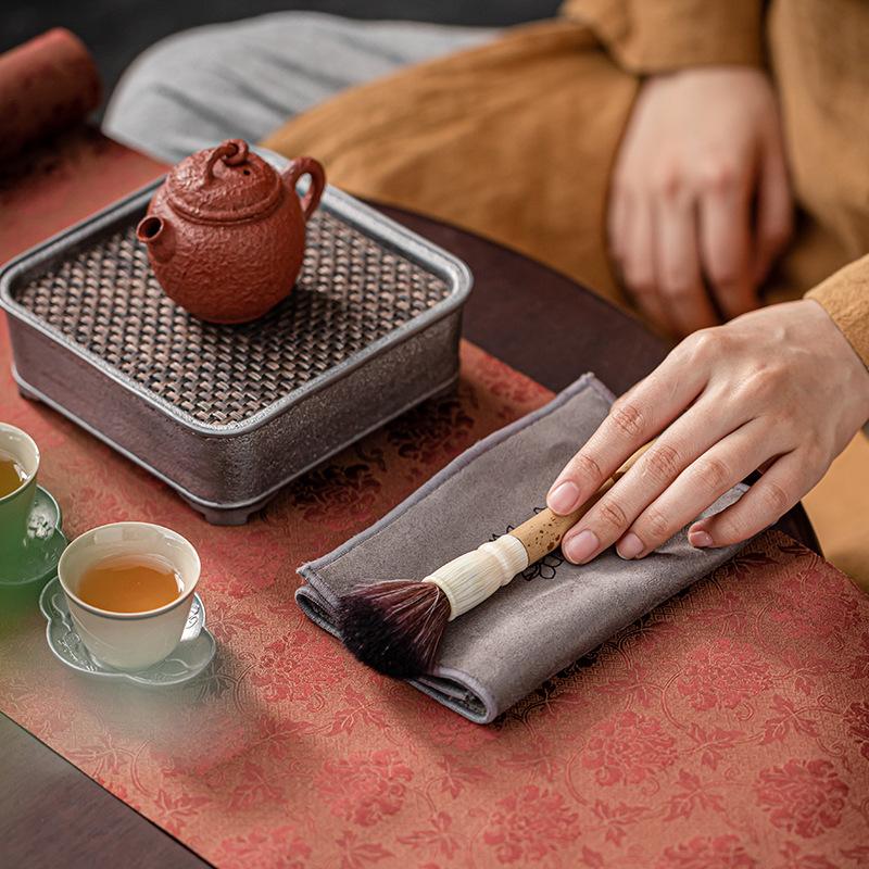 Thickened Absorbent Tea Towel | Soft Plush Imitation Deerskin Kitchen Cloth, Table Mat & Coaster Set - Tea Accessories for Home