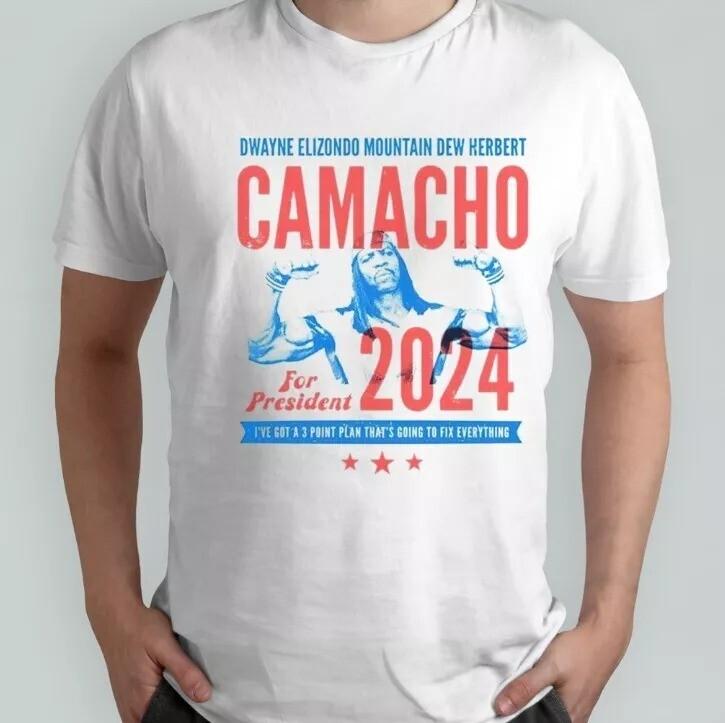 

Camacho 2024 For President Shirt Funny Election 2024 Shirt Gift For Friends Unisex T-Shirt XXXL
