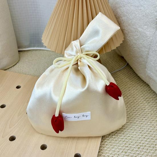 Yousheng Women Handbag, Portable with Tulip Flower Decoration Handbag, Handheld Stylish Design, Large Capacity Bag for Daily Wear
