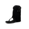 Rivet pinch foot fringed sandals women's new summer open-toe side zipper inner height increase western cool boots