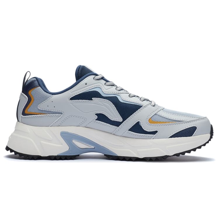 Li Ning Cushioning Slip Resistant Abrasion Resistant Low top Running Shoes Men's Gray Green ARLQ001-8