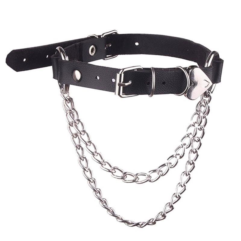 Liebe Leder Schlüsselbein Kette Kragen Weibliche Dark Punk Pfirsich Herz Schwarz Goth Halskette Babe Halskette Halsband