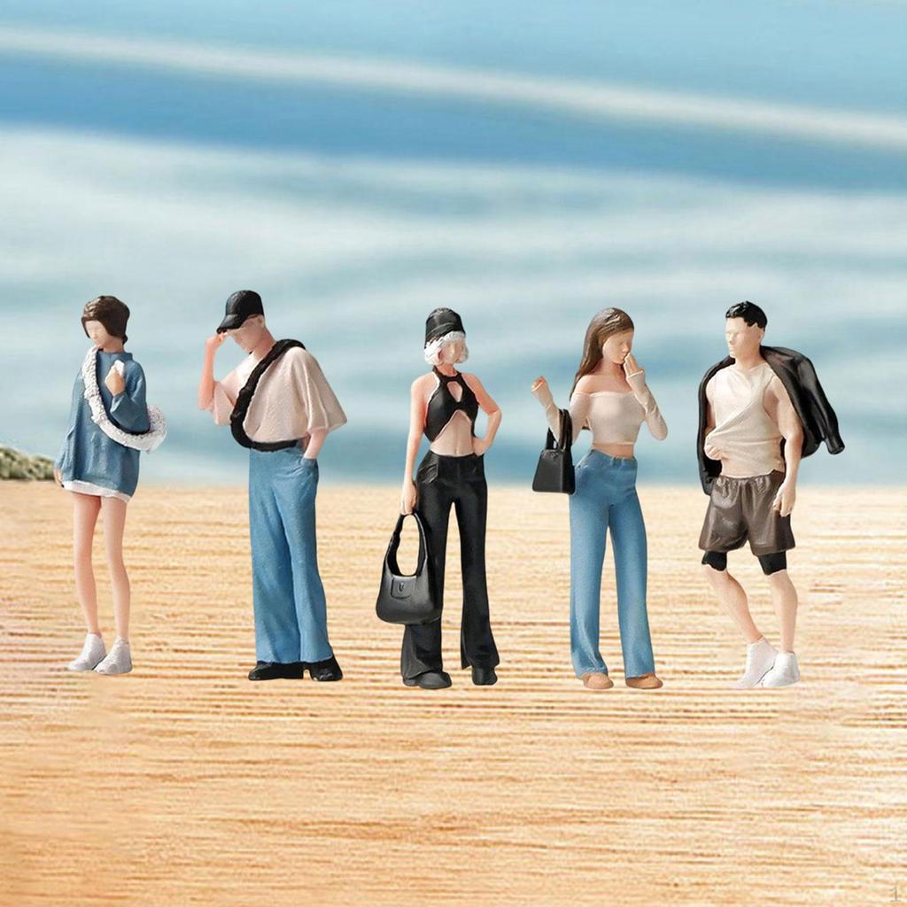 5Pcs 1/64 Scale Figures People Modern Man Woman Human Models Miniature Character Hand Painted for
