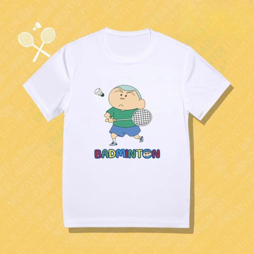 New Crayon Shinchan Badminton Sports Couple Cultural Shirts for Men and Women Breathable Casual Training Tops