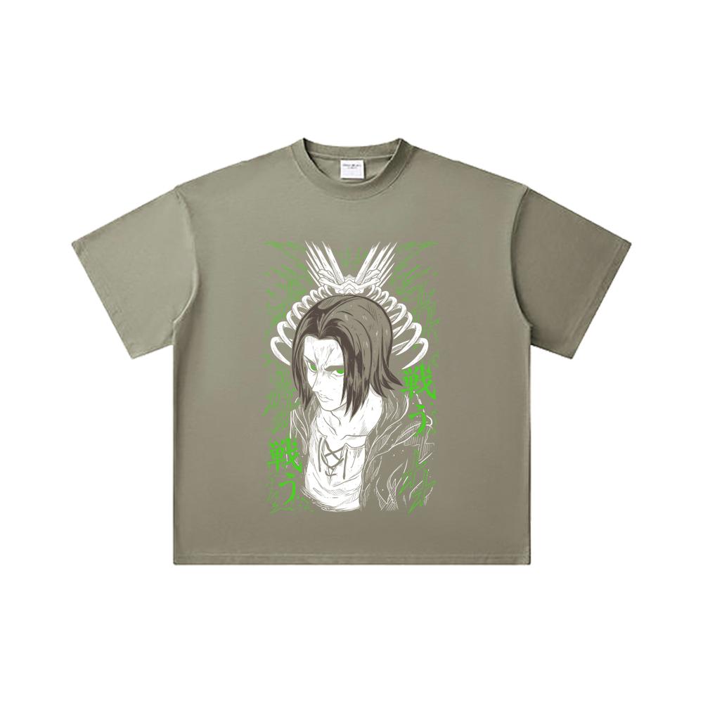 260 GSM Double Yarn 32 Count 100% Cotton Attack On Titan V1 Eren Print Unisex Heavy Cotton T Shirt… More