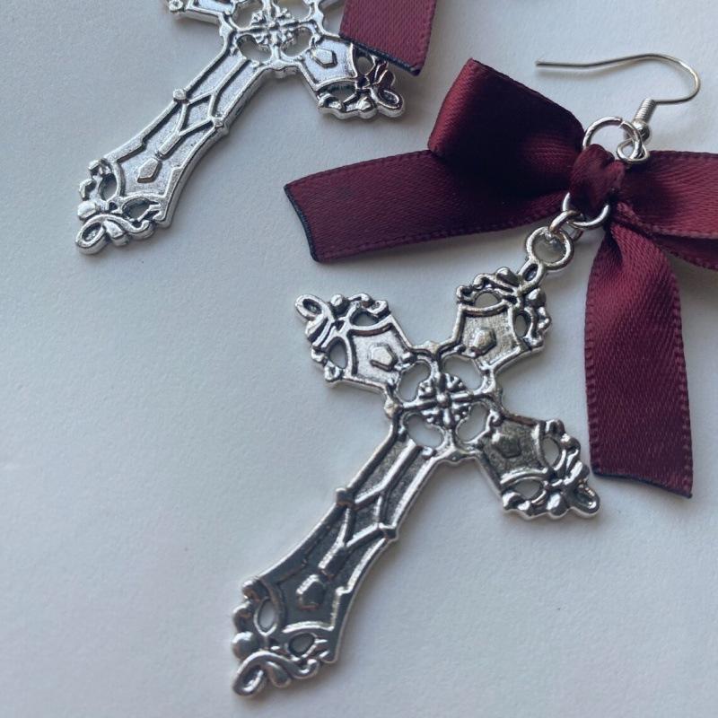 Cute Gothic Retro Cross Bow Dangle Women's Earrings