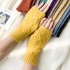 1Pair Women Winter Warm Gloves Soft Fingerless Long Polyester Solid Color Warmer Mittens