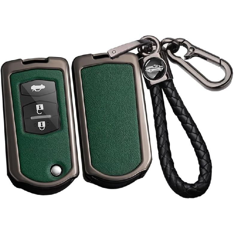 SANRILY PU Leather+Zinc Alloy 3/4 Button Remote Flip Key Fob Cover Compatible with Mazda 5 2 3 6 CX-7 CX-9 RX-8 Keyless Key Holder with Keychain