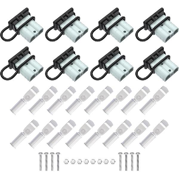 8 Pcs 6-10 Gauge Anderson Connector Plug 50A 12-36V Battery Quick Connector Red Battery Quick Disconnect Wire Harness Plug Kit For Winch Car Auto