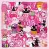 50Pcs/Set Pink Halloween PET Stickers Waterproof DIY Fashion Doodle Decals Stickers
