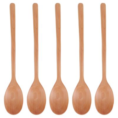 5DB Fa Kanál Hosszú Nyéllel Leveses Kanál Grillezéshez Kempingezéshez Partihoz Otthoni Konyhába Fa Szín