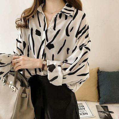 Spring New Printed Shirt Female Long-sleeved Loose Shirt Bottoming Shirt