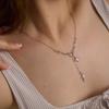 Youthway Minimalist 18K Gold PVD Plated Star Cross Zircon Pendant Necklace For Women Y Shape Stainless Steel Necklace Jewelryr