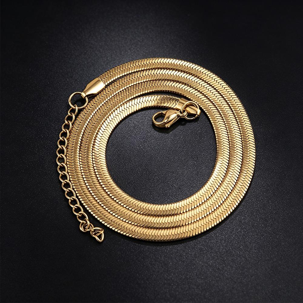 Snake Chain Necklace Dainty Simple Jewelry 2mm 3mm 4mm 5mm Chunky Herringbone 18K Gold Plated Thin Flat Snake Choker Necklaces