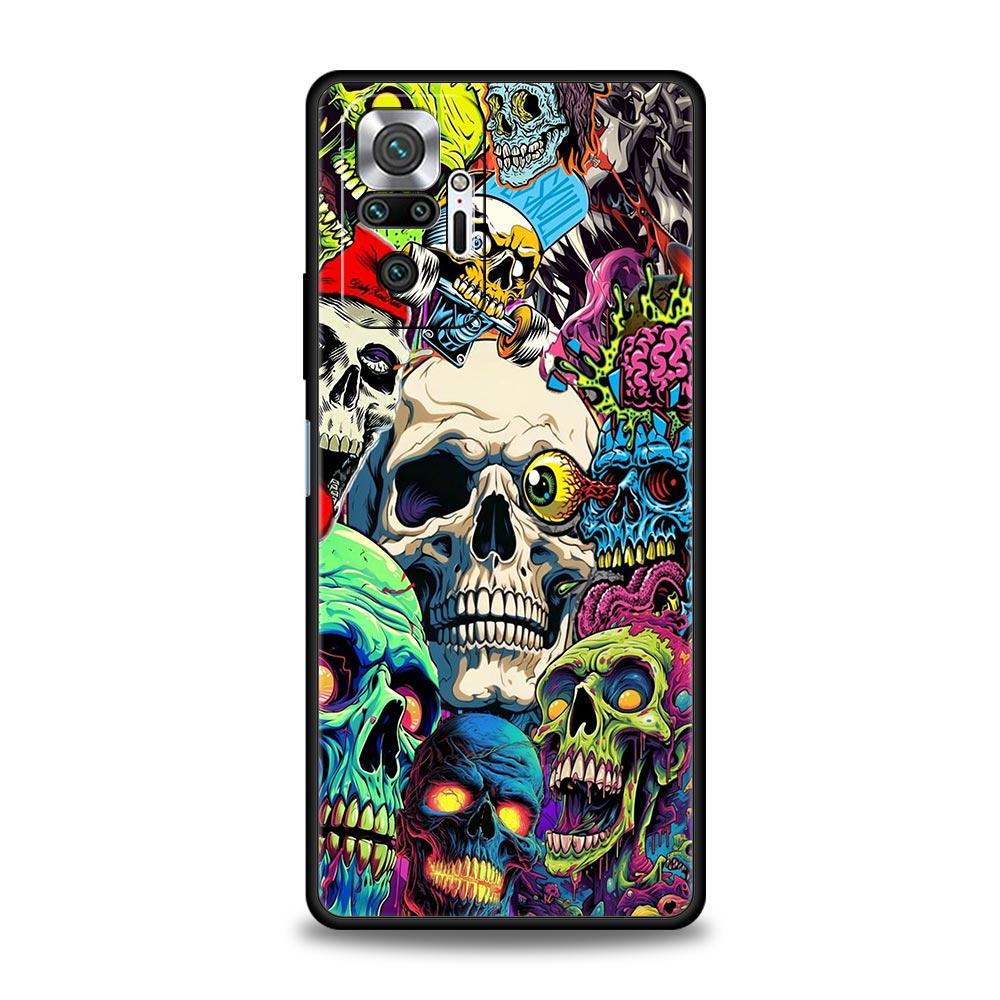 

Skeleton Skull Phone Case For Xiaomi Redmi Note 14 13 5G 10 11 12 Pro Plus 4G 14C 13C 12C 10C Black Cover Note 14Pro 5G