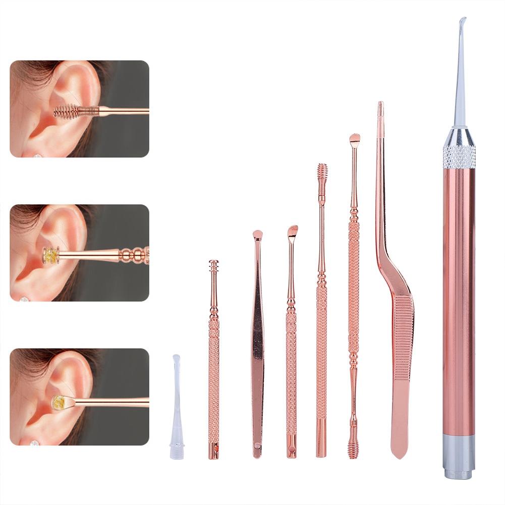 Stainless Steel Ear Spoon Light Ear Wax Pick Kit LED Earwax Cleaner Ear Care Tool