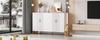 Modern Simple White Matte Multifunctional Storage Cabinet 4 Open and Closed Doors Dining Room Cabinet Gold Decoration 160*35*100cm