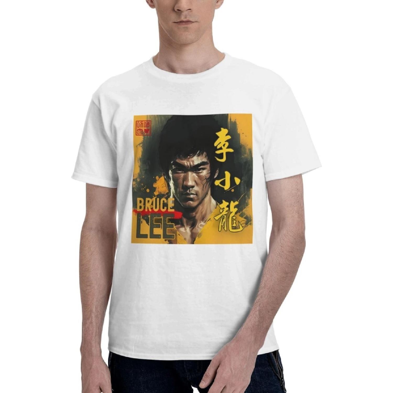 

Футболки Брюса Ли для Мужчин True Classic Tees Повседневные с Круглым Вырезом Хлопковые Мужские Футболки - Белый(2) S белый