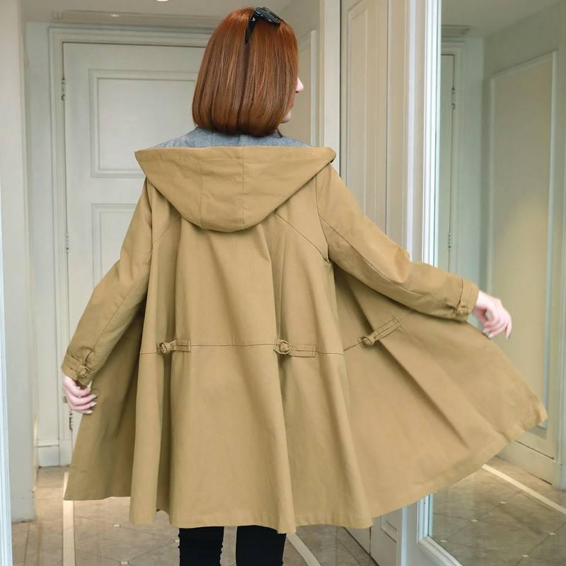 Frühling und Herbst Große Größe Damenbekleidung Langarm Warme Windjacke Großer Wollmantel