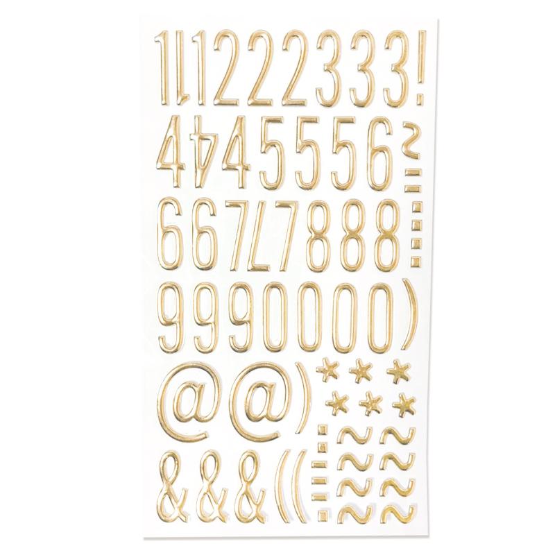 1/3 Sheets 3D Gold Letter Number Stickers Letters Stickers Self Adhesive Stickers For DIY Crafts Scrapbooking Decorative Decal