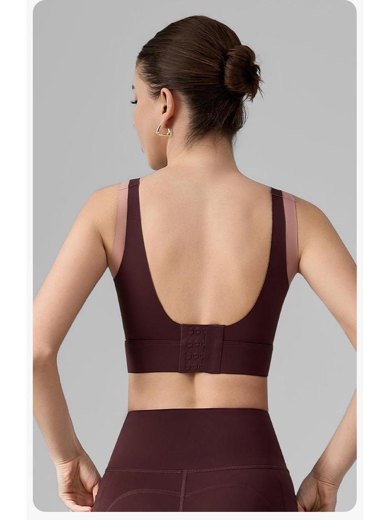 Women's Color Block Sports Bra with Chest Pads - U-Shaped Back Yoga Tank 2026