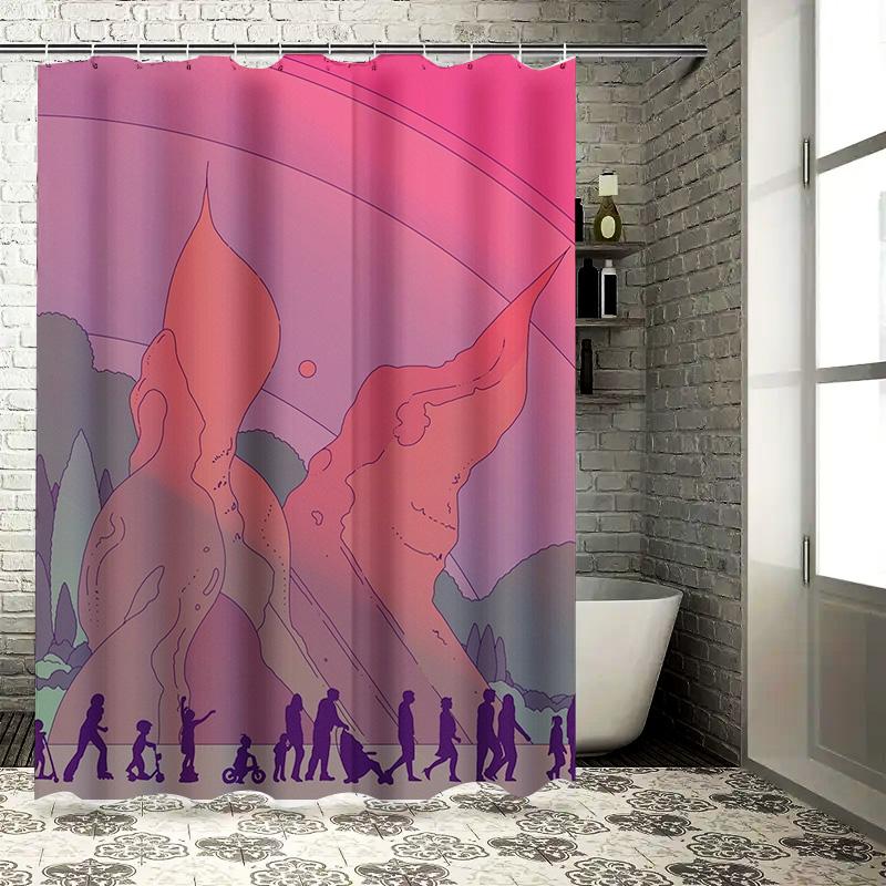 

Modern Art Shower Curtain With Silhouette People Design For Bathroom Decorations Pink Gradient Colors, Sizew72 X L84 Inches W60H190(CM)-1 Pcs