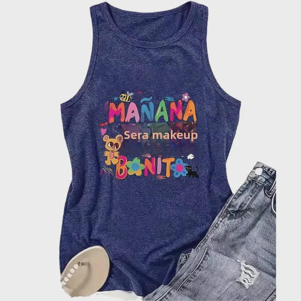 Colorful Letter Print Round Neck Sleeveless Vest - Spring/Summer Casual Top for Women