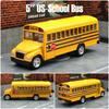 1/36 Scale 5'' School Bus Toy Car For Children RMZ CiTY Classical Diecast Miniature Vehicle Model Pull Back Collection Gift For Boys