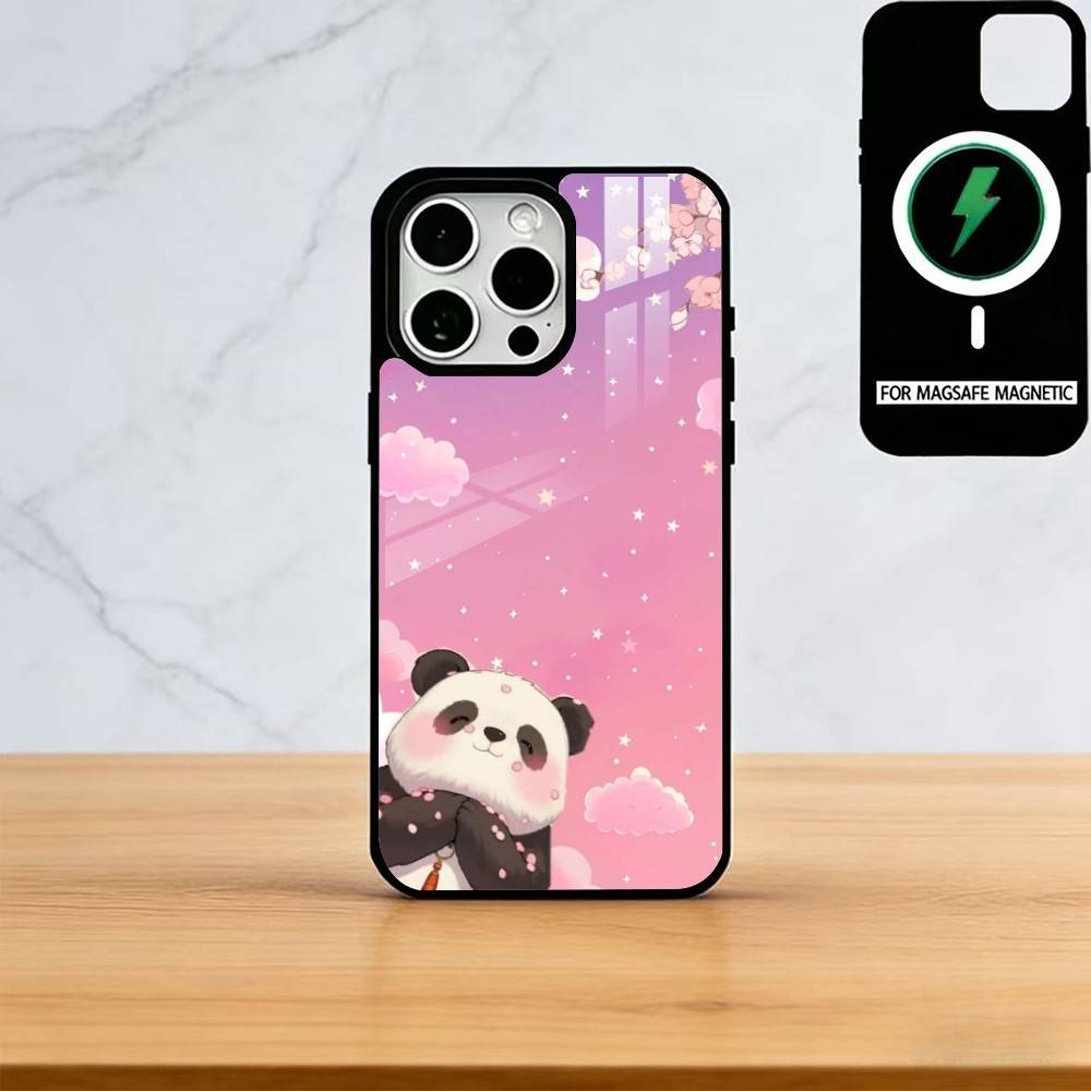 Cute Cartoon Animal Panda Phone Case For iPhone17,16,15,14,13,12,11 Plus,Pro Magnetic with Magsafe Wireless Charging