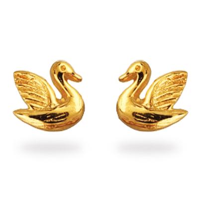 [P2371] - Gold Plated 'Swans' Earrings