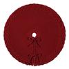 Nordic Style Wine Red Knitted Christmas Tree Skirt with 3D Cable Knit Texture