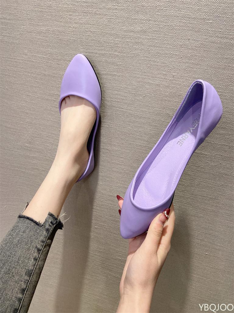 Fashion Soft soled shallow mouth spring pointed women's flat shoes are casual fashionable simple comfortable single women's shoes