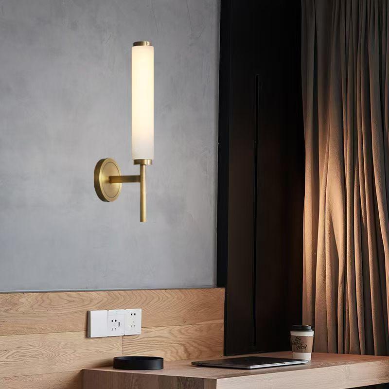 American Art Artificial Marble Led Wall Lights Black Copper Color For Foyer Tv Background Bathroom Bedroom Sconce Good Packaging