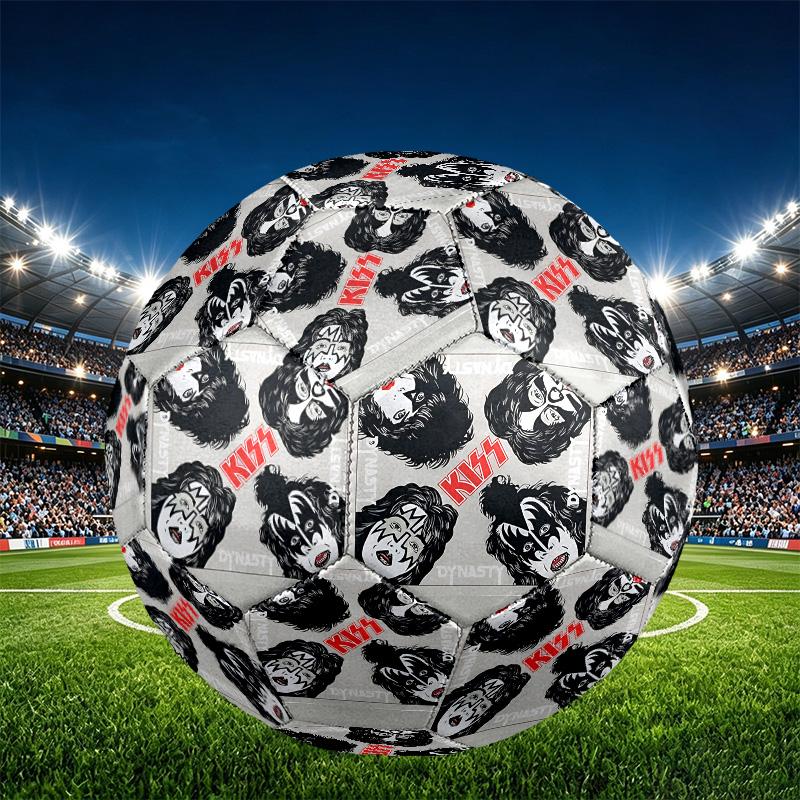 Rock and Roll Print Size 5 Soccer Ball, PU Wear Resistant Football for Match Training and Daily Practice, Birthday Gift for Soccer Fans